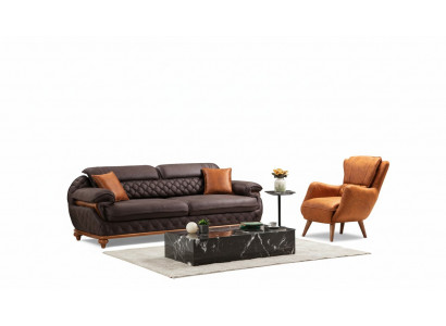 Moderne Komplett Wunnzëmmer Set Fauteuil Canapé Couchage Polster Sëtz Dräisëtzer