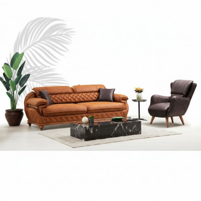 Modern Wunnzëmmer Komplett Set Dréisëtzer Canapé Couch Fautteuil Luxus Miwwelen
