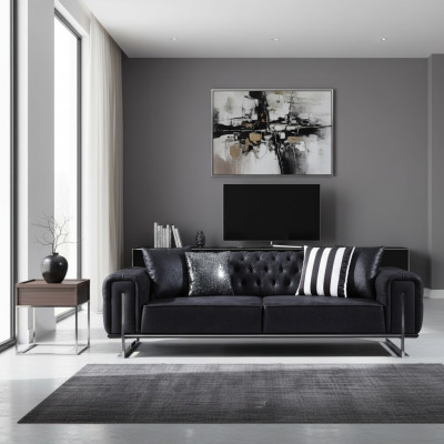 Couch mat dräi Sëtzer, Design Chesterfield Luxus Miwwelen Polstersofas Wunnzëmmer