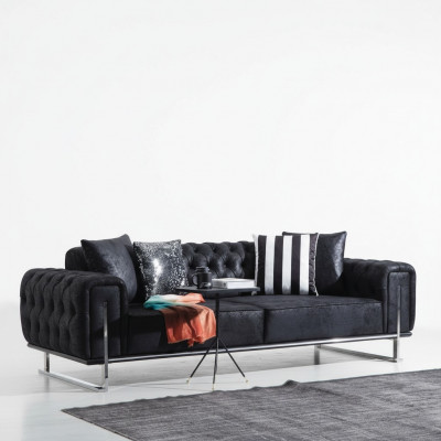 Couch mat dräi Sëtzer, Design Chesterfield Luxus Miwwelen Polstersofas Wunnzëmmer