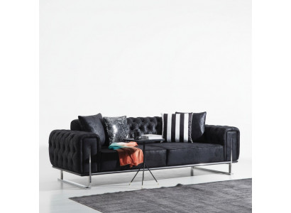 Couch mat dräi Sëtzer, Design Chesterfield Luxus Miwwelen Polstersofas Wunnzëmmer