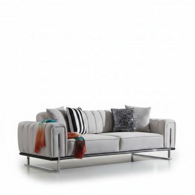Wunnzëmmer Gri Sofa Couch Drësëtzeger Modern Polstersofa Nei Sëtz Miwwelen