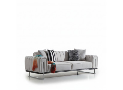 Wunnzëmmer Gri Sofa Couch Drësëtzeger Modern Polstersofa Nei Sëtz Miwwelen
