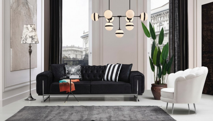 Modern Miwwelen Wunnzëmmer Komplett Sofa Couch Drësëtzer Polstermiwwelen Fotell