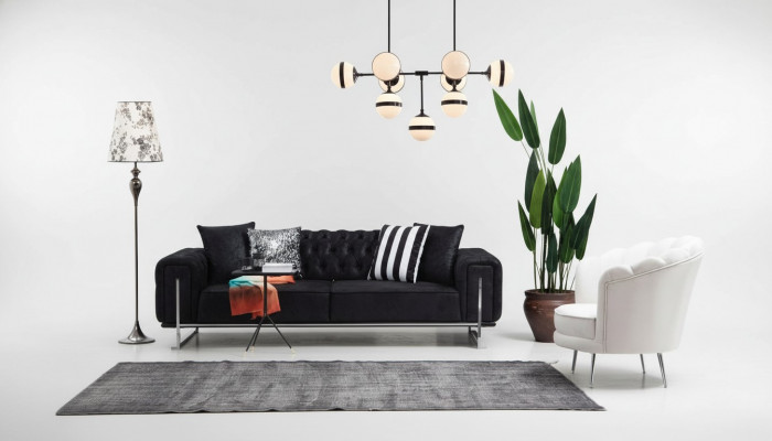 Modern Miwwelen Wunnzëmmer Komplett Sofa Couch Drësëtzer Polstermiwwelen Fotell