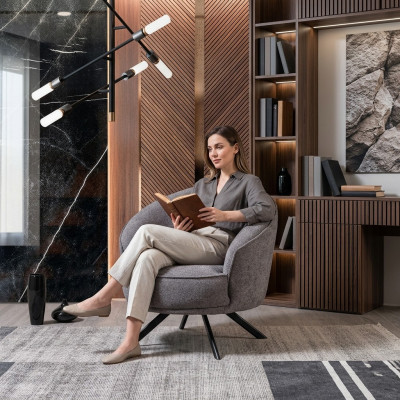 Wunnzëmmer Modern Gro Fotell Design Luxus Miwwelen Polstermöbel Nei