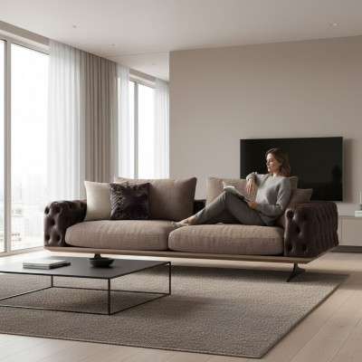 Luxus Wunnzëmmersofa Dreiplatzeri Couch Modern Design Polstersoffa Nei