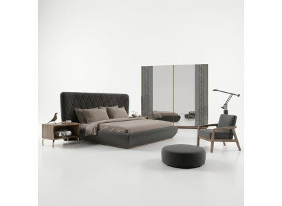 Komplett Set Duebel Bett Luxus 2x Nuetsdëscher Design Schaf Kleederschaf