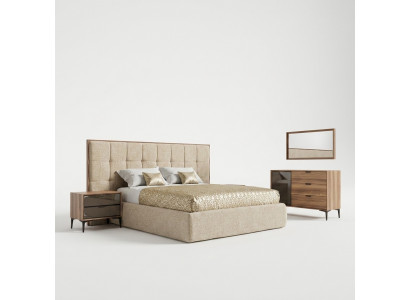 Luxus Miwwelen Schlofkummer Modern Set 5 Stéck Duebelbett 2x Nuetsdëscher Nei