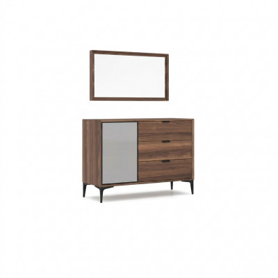 Modernen Designmiwwelen Schlofkummer Braun Kommode mat Spigel Luxus