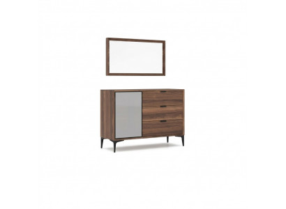 Modernen Designmiwwelen Schlofkummer Braun Kommode mat Spigel Luxus