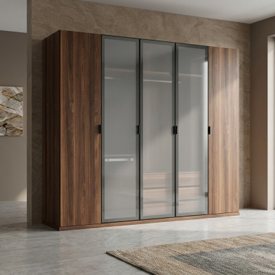 Holz Braun Kleederschaf Schlofkummer Modern Design Miwwel Schaf