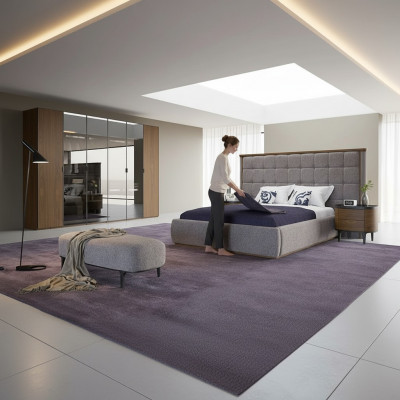 Schlofkummer Luxus Set 4tlg Bett 2x Nuetsdëscher Design Bänk Modern Miwwelen