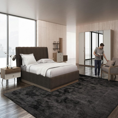 Luxus Schlofzëmmer Duebelbett 2x Nuetsdëscher Holz Komplett 6tlg Modern