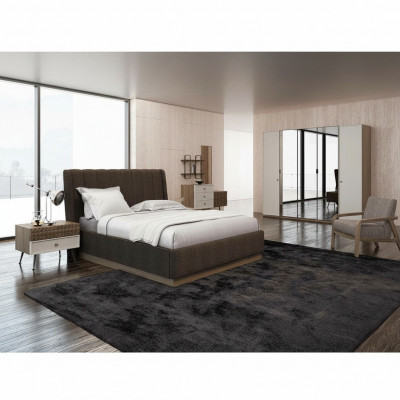 Luxus Schlofzëmmer Duebelbett 2x Nuetsdëscher Holz Komplett 6tlg Modern