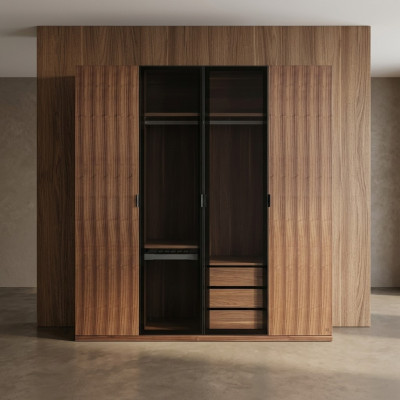 Modernen Schafschaf Schlofzëmmer Design Holzschaf Luxus Schaf mat Glasdieren