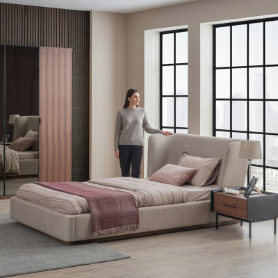 Modern Komplettbett Luxus Noperschaftszëmmer Set 2tlg Holzmiwwelen