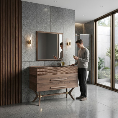 Luxus Kommodë mat Spigel Schlofkummer Stil Modern Holzschaf Design