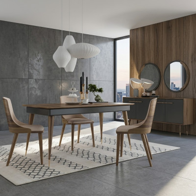Luxus Iesszëmmer Set Iessdësch 4x Still Luxus Kredenz mat 2x Spigel Nei Set