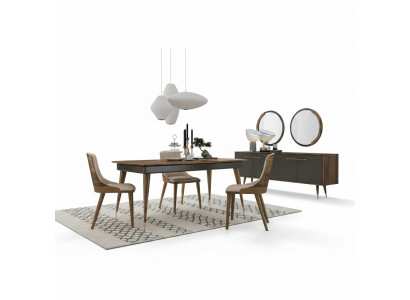 Luxus Iesszëmmer Set Iessdësch 4x Still Luxus Kredenz mat 2x Spigel Nei Set