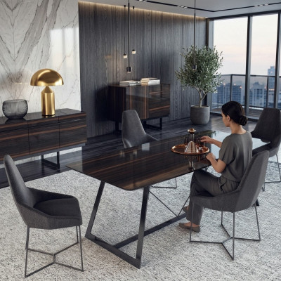 Luxus Iessdësch 4x Stull Iesszëmmer Komplett Set Neit Miwwel Modernen Design 5 Stéck.