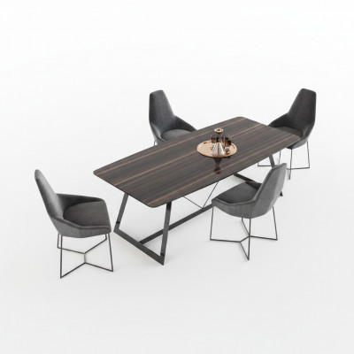 Luxus Iessdësch 4x Stull Iesszëmmer Komplett Set Neit Miwwel Modernen Design 5 Stéck.