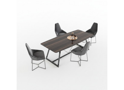 Luxus Iessdësch 4x Stull Iesszëmmer Komplett Set Neit Miwwel Modernen Design 5 Stéck.