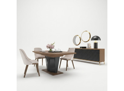 Iessdësch Iesszëmmer Set 8tlg Iessgrupp Modern Sideboard Set nei 4x Still