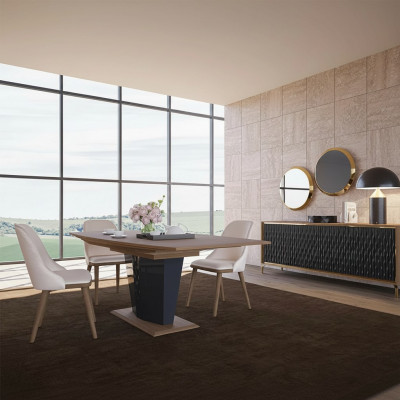 Iessgrupp Modern Iessdësch Iesszëmmer 6x Still Holz Miwwelen Luxus