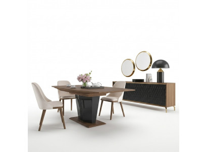 Iessgrupp Modern Iessdësch Iesszëmmer 6x Still Holz Miwwelen Luxus