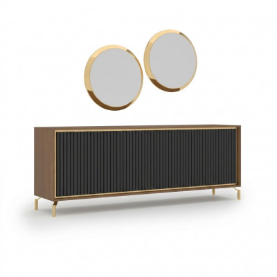 Iesszëmmer Modern Iessgrupp Säitbord mat 2x Spigel Luxus Holz Miwwelen