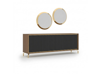 Iesszëmmer Modern Iessgrupp Säitbord mat 2x Spigel Luxus Holz Miwwelen