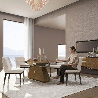 Luxus Modern Miwwelen Iesszëmmer Iessdësch Design 4x Still Iessgrupp Sideboard
