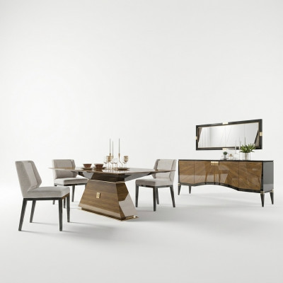 Luxus Modern Miwwelen Iesszëmmer Iessdësch Design 4x Still Iessgrupp Sideboard