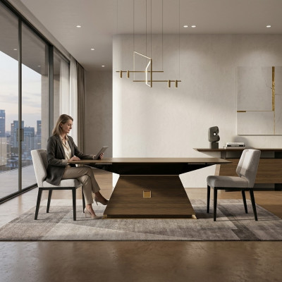 Luxus Grupp Textil Polster 4x Still Holz Iessdësch Iesszëmmer Design Set