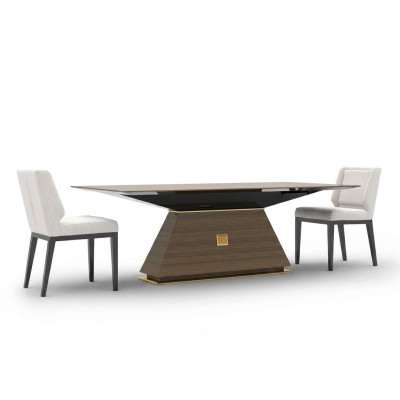 Luxus Grupp Textil Polster 4x Still Holz Iessdësch Iesszëmmer Design Set