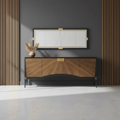 Luxus Set Iesszëmmer-Sideboard mat Spigel Design Modern Miwwelen Nei