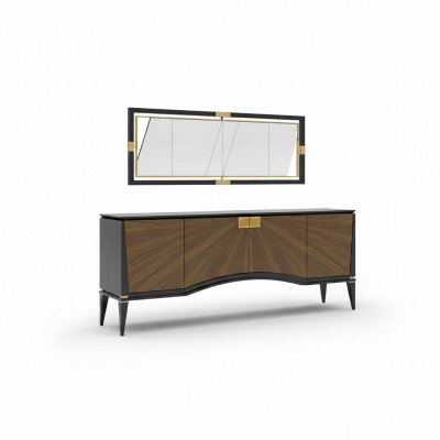 Luxus Set Iesszëmmer-Sideboard mat Spigel Design Modern Miwwelen Nei