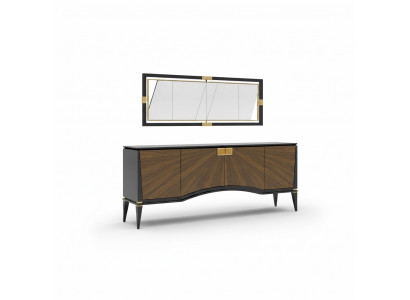 Luxus Set Iesszëmmer-Sideboard mat Spigel Design Modern Miwwelen Nei