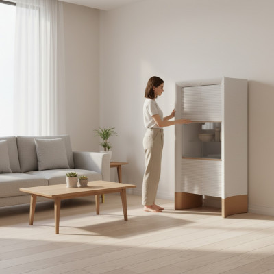 Luxus Miwwelen Vitrinendesign Holzkascht Iesszëmmer Vitrinen Glas Nei