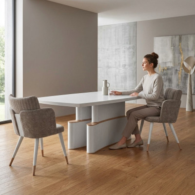 Iesszëmmer Design Iessdësch Modern Miwwelen Wäiss Dësch Neigkeeten Luxus Dëscher 240x110