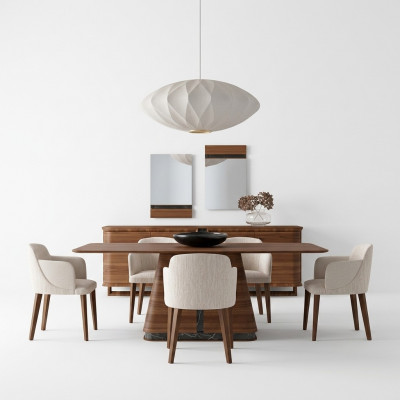 Modernen Iesszëmmer Iessdësch 4x Stull Iessgrupp Sideboard Luxus Miwwelen 2x Spigel