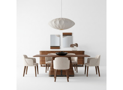 Modernen Iesszëmmer Iessdësch 4x Stull Iessgrupp Sideboard Luxus Miwwelen 2x Spigel