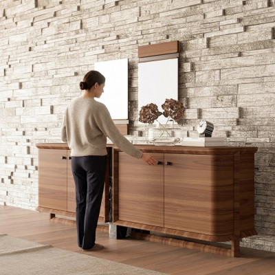 Luxus Komplett Sideboard mat 2x Spigel Design Holzschaf Iesszëmmer Miwwelen