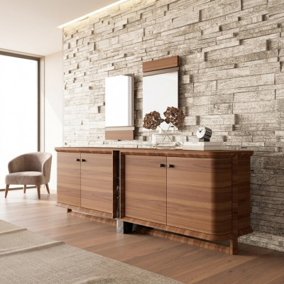 Luxus Komplett Sideboard mat 2x Spigel Design Holzschaf Iesszëmmer Miwwelen