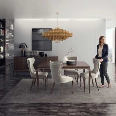 Luxus Iesszëmmer Set 6-teilereg Nei Iessdësch 4x Still Ariichtung Sideboard