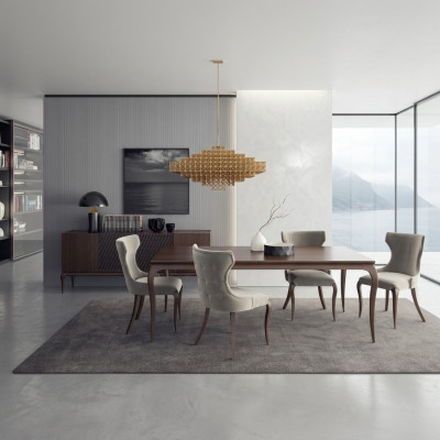 Luxus Iesszëmmer Set 6-teilereg Nei Iessdësch 4x Still Ariichtung Sideboard