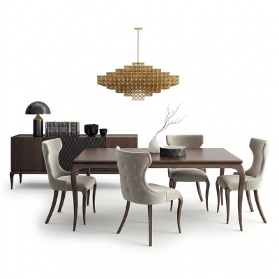 Luxus Iesszëmmer Set 6-teilereg Nei Iessdësch 4x Still Ariichtung Sideboard