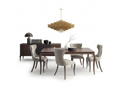 Luxus Iesszëmmer Set 6-teilereg Nei Iessdësch 4x Still Ariichtung Sideboard