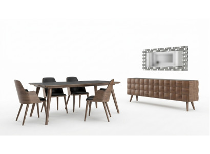 Komplett Set 7tlg Iesssall Iessdësch Neit 4x Still Luxus Sideboard mat Spigel